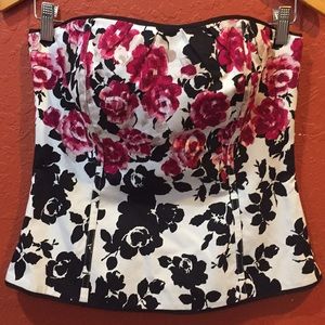 White House Black Market Flower Corset Tube Top